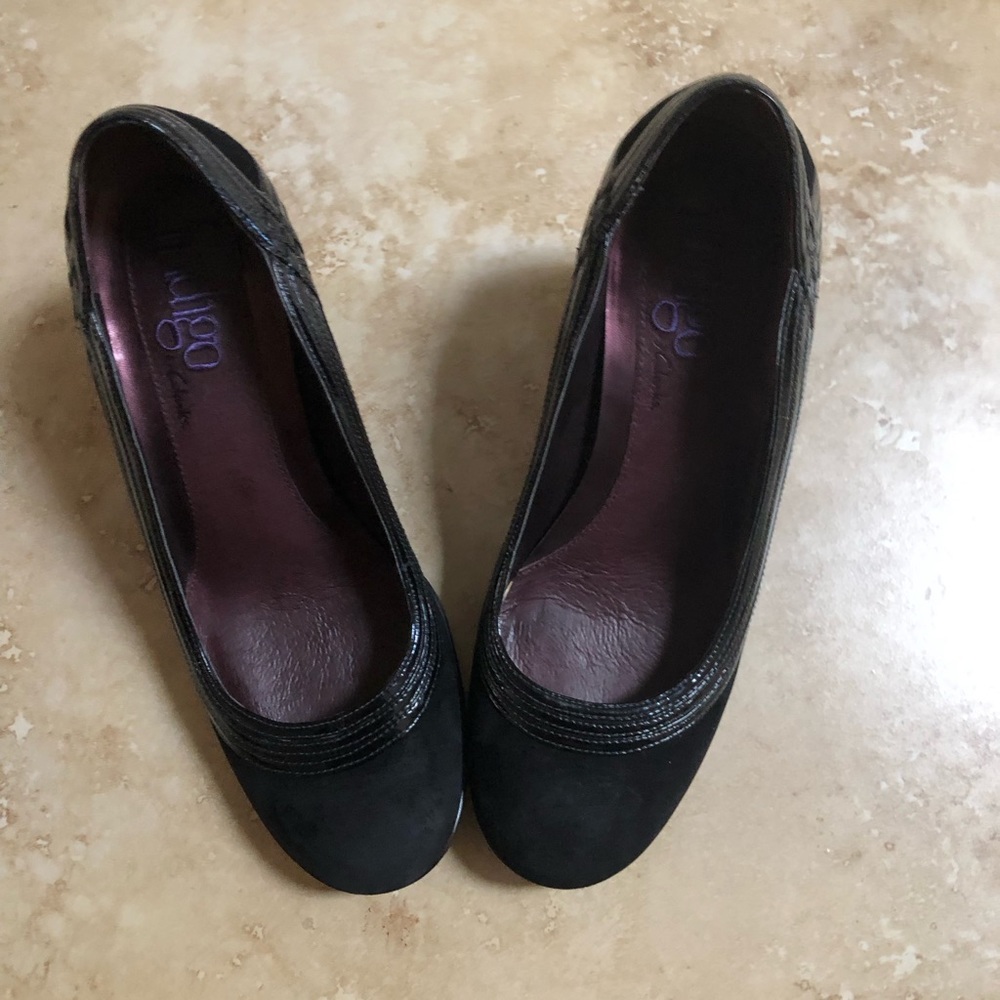 Black suede pumps